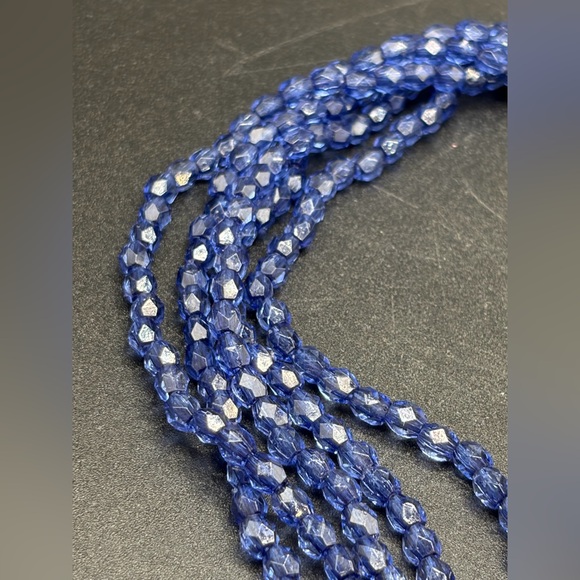 Multi Strand Blue Beaded Faux Gemstone Pendant Choker Necklace, Jewelry Gifts - Picture 5 of 12